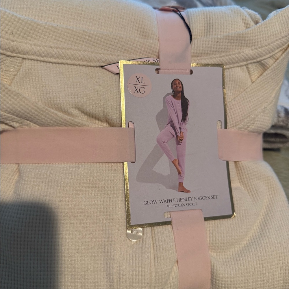 Victoria's Secret Cream Waffle Knit Jogger Set